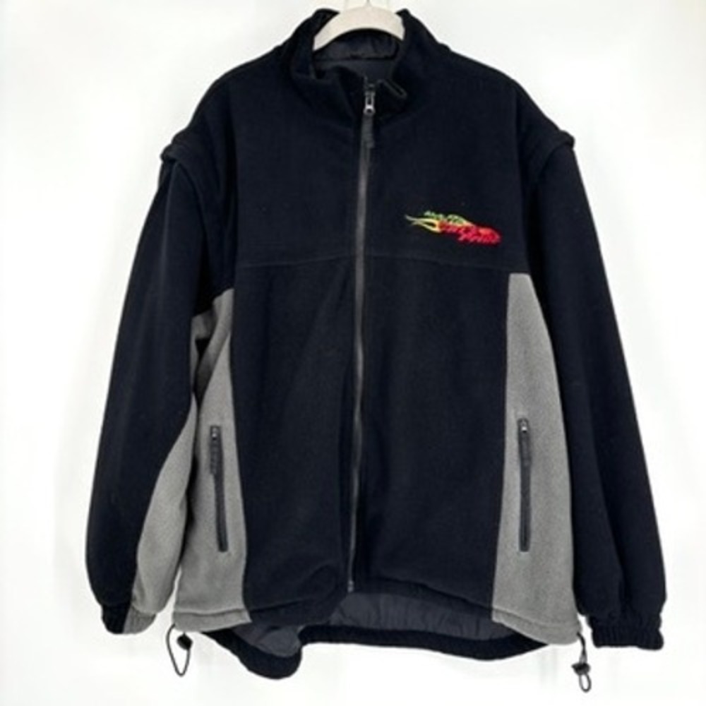 Vintage Arcticwear‎ Convertible Fleece Jacket Vest Black Gray Stand Collar Sz L